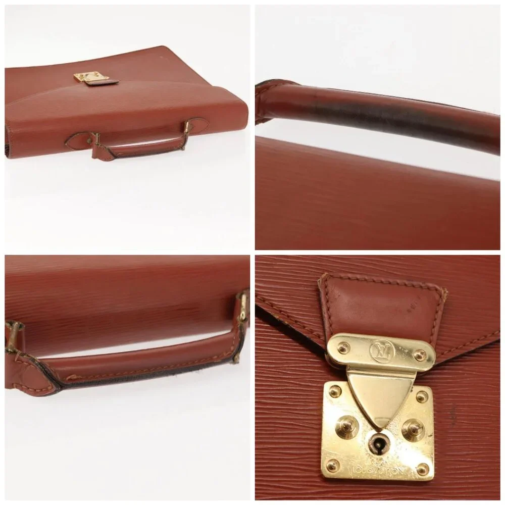 LOUIS VUITTON Epi Serviette Ambassador Business Bag Brown M54413 LV Auth 148062